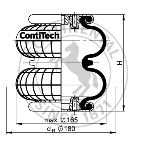 Сильфонный цилиндр (двухсекционный пневмобаллон) ContiTech FD 70-13CI