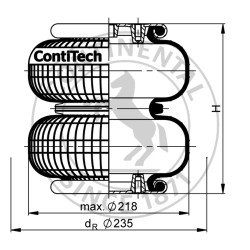 Сильфонный цилиндр (двухсекционный пневмобаллон) ContiTech FD 120-20CI