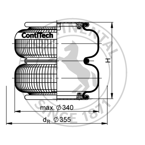 Сильфонный цилиндр (двухсекционный пневмобаллон) ContiTech FD 330-30CI*