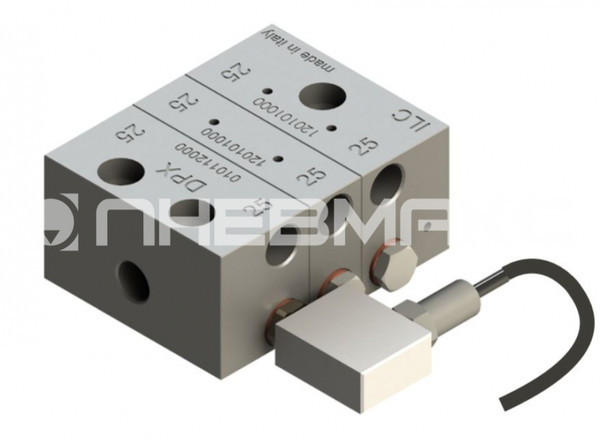 2.3I.11-C045 - Распределитель последовательной смазки (серия DPX),  индуктивный датчик PNP, 45 мм³/цикл, 11 секций (22 выхода), вход G1/8, выходы M10x1