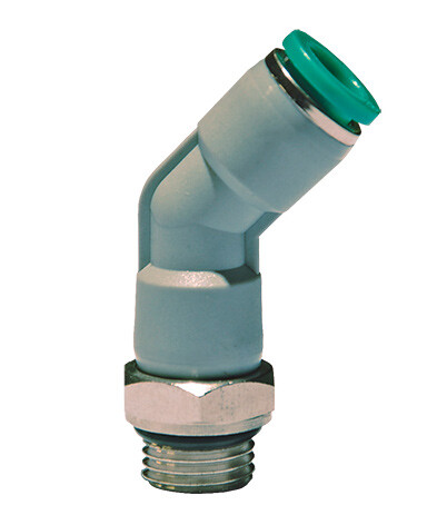 Кликните для увеличения изображения Цанговый фитинг Pneumax арт. T451014 (Угловой, резьбовой под 45°)