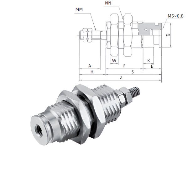 Кликните для увеличения изображения Миницилиндр Camozzi арт. 14LN1M06B05