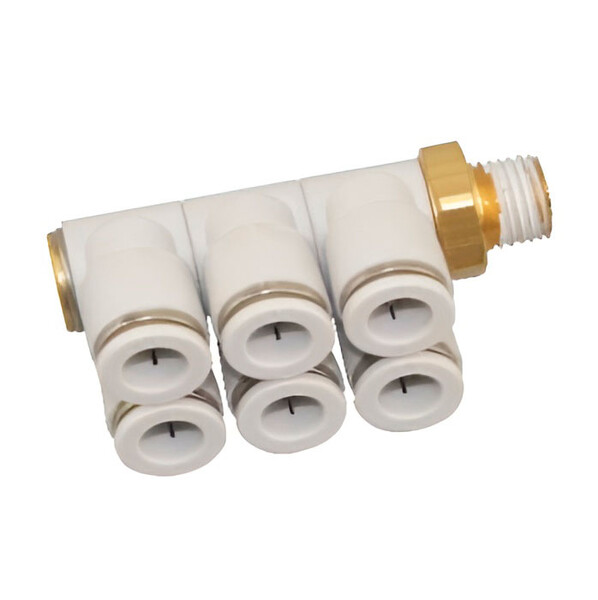Цанговый тройник SNS, шесть выходов KQ2ZT6-02